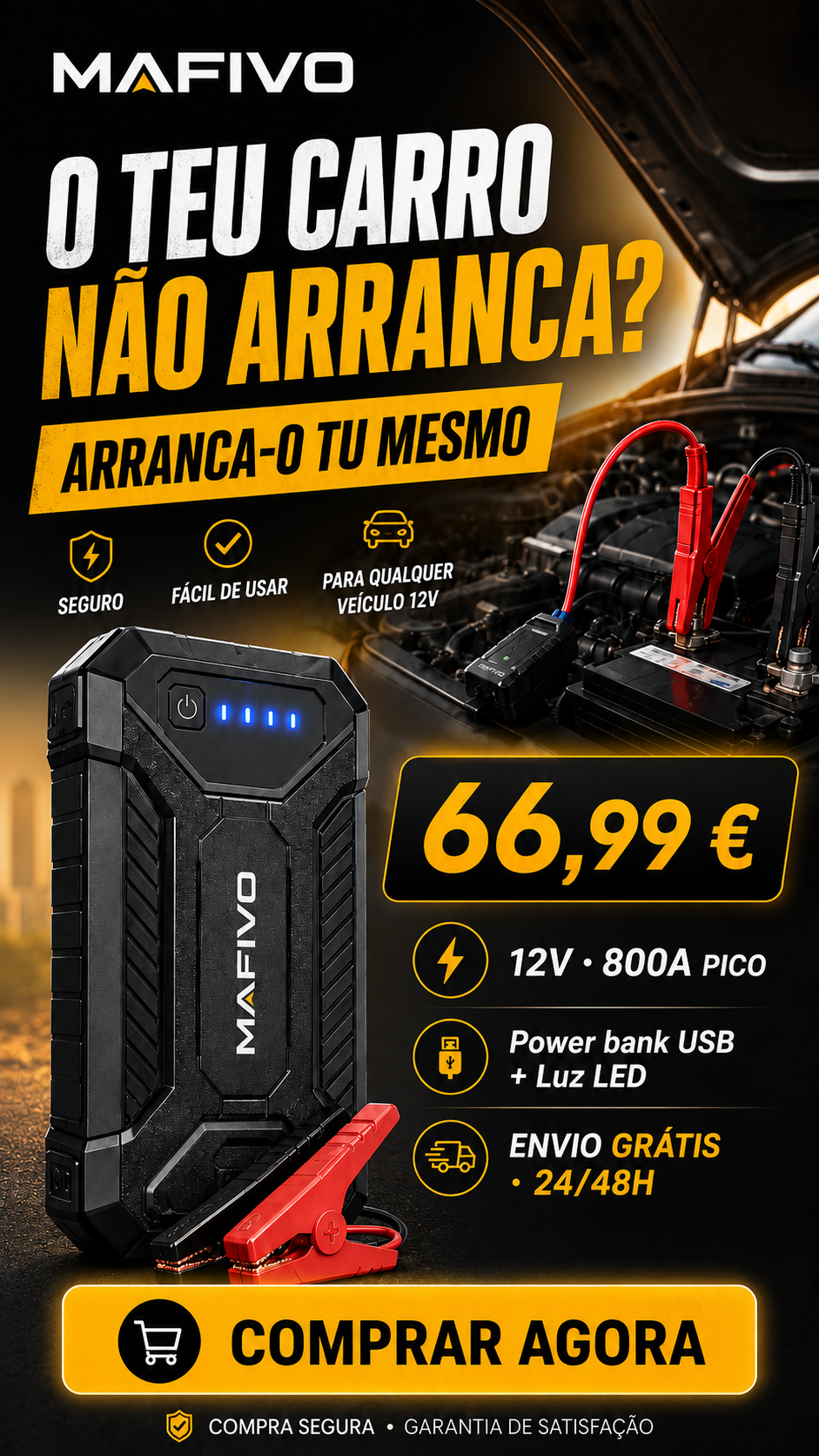 Arrancador de batería de coche de 12V