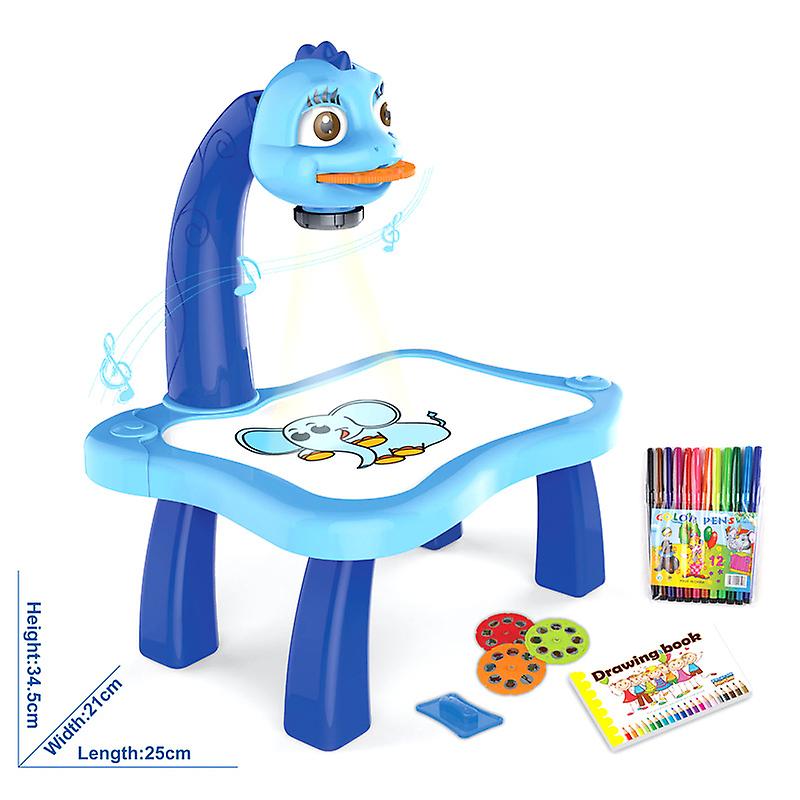 Mesa de desenho infantil com projetor Dinossauro Azul – imagem 3
