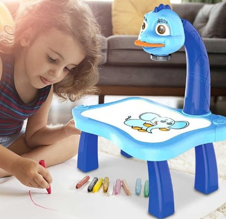 Mesa de desenho infantil com projetor Dinossauro Azul – imagem 2