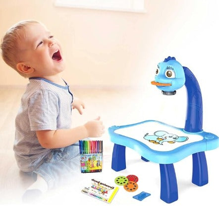 Mesa de desenho infantil com projetor Dinossauro Azul – imagem 5