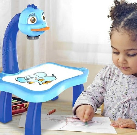 Mesa de desenho infantil com projetor Dinossauro Azul – imagem 4