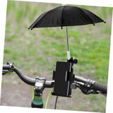 Suporte de telemóvel com guarda-chuva numa bicicleta