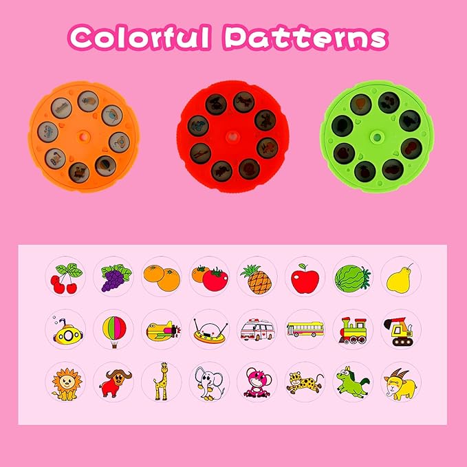 Mesa de desenho infantil com projetor Rosa Coroa – discos de projeção com padrões