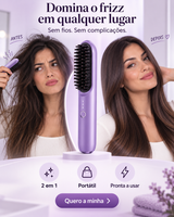 Mini Escova Alisadora e Modeladora Sem Fios 2 em 1 – Roxa