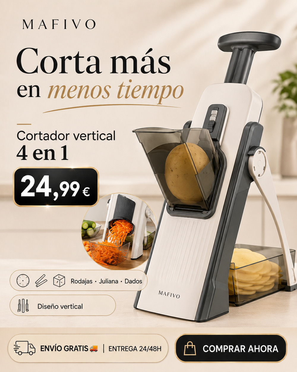 Cortador manual vertical 4 en 1