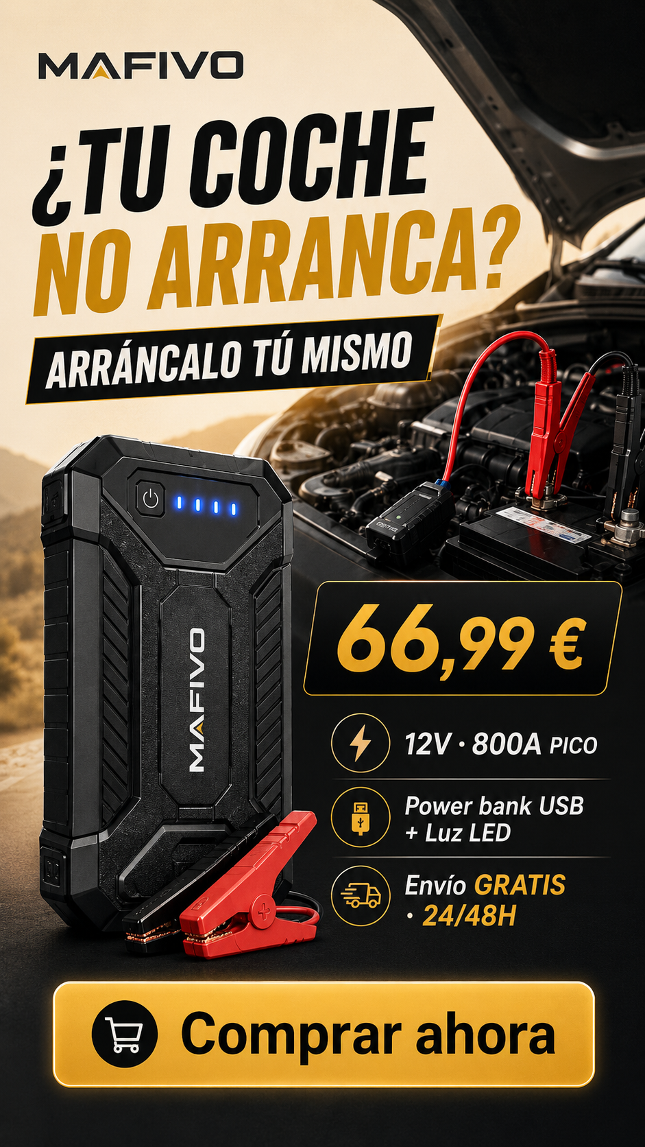 Arrancador de batería de coche de 12V