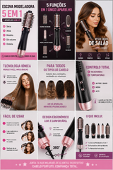 Escova Modeladora 5 em 1 – Secar, Alisar, Modelar e Dar Volume