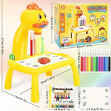 Mini mesa de desenho infantil com projetor – pato amarelo – imagem 3