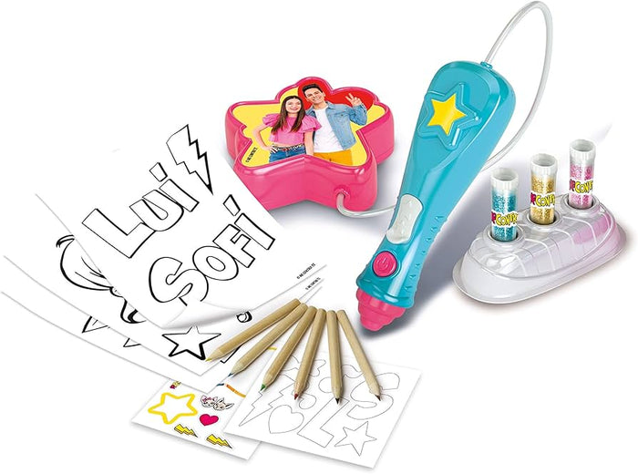Kit de canetas mágicas com purpurina e moldes