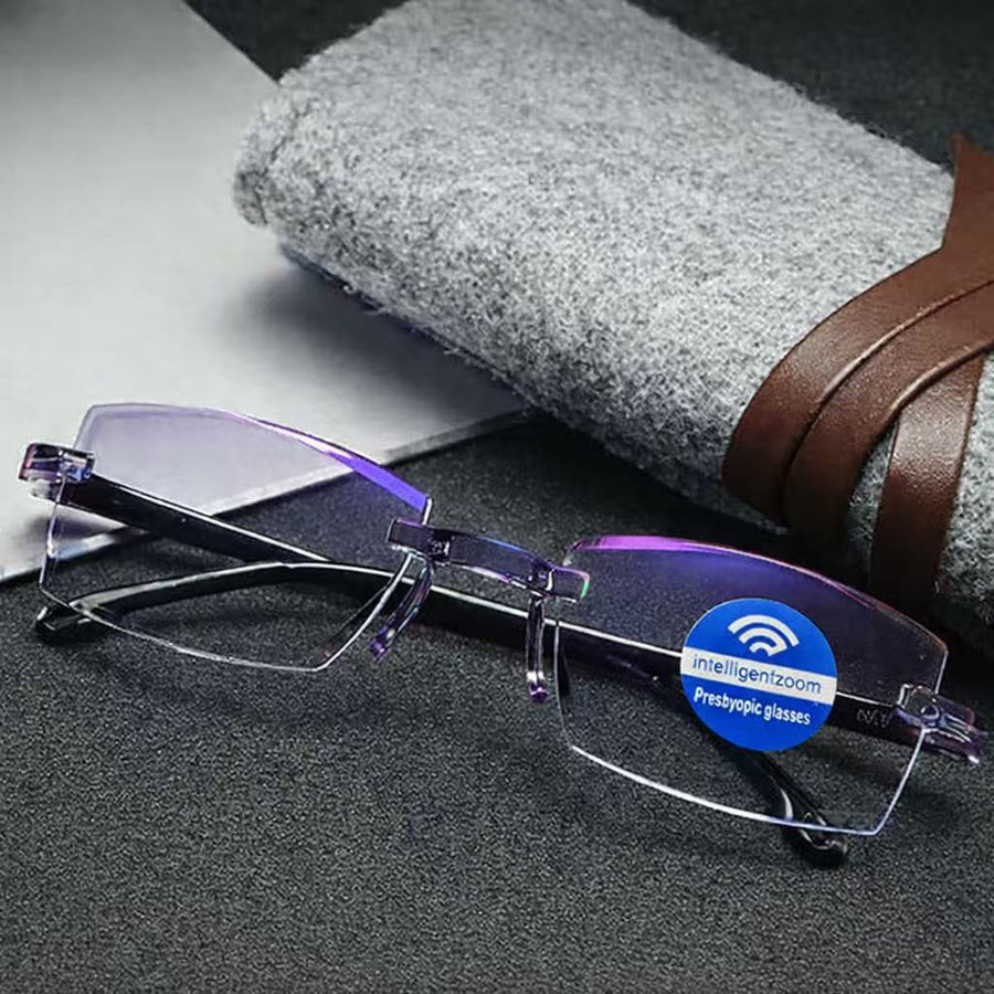 Pack de Gafas Anti Rayos Azules Multifocales Auto Graduable mas Funda de Cuero