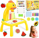 Mini mesa de desenho infantil com projetor – pato amarelo