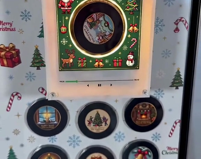Mini tourne-disque magnétique de Noël sur le frigo, avec les 9 mini-disques