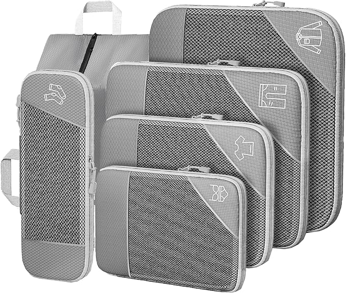 Set de 5 bolsas organizadoras de compresión para maleta